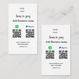 Tarjeta De Visita Paypal Cashapp scan para pagar QR añadir nombre de