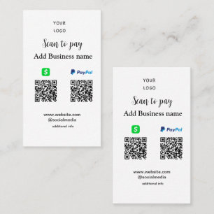 Tarjeta De Visita Paypal Cashapp scan para pagar QR añadir nombre de