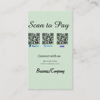 Tarjeta De Visita paypal venmo visa card scan to pay QR social media