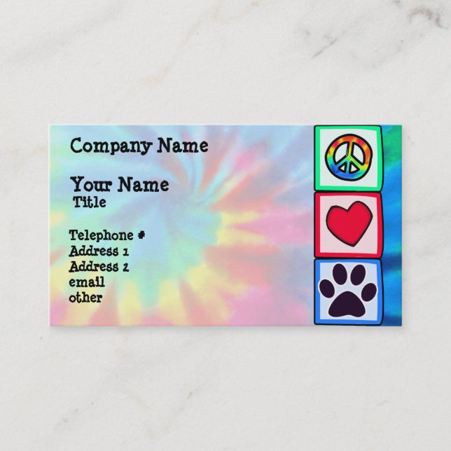 Tarjeta De Visita Paz, amor, perro; Pawprint (Anverso)