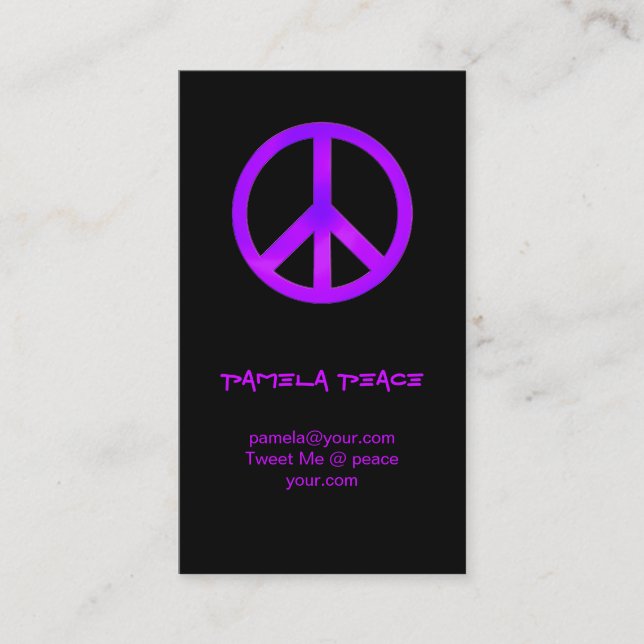 Tarjeta De Visita Paz púrpura (Anverso)