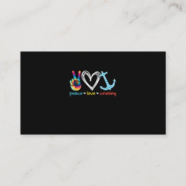 Tarjeta De Visita Peace Love Cruising Ship Floating Ocean Tie Dye (Anverso)