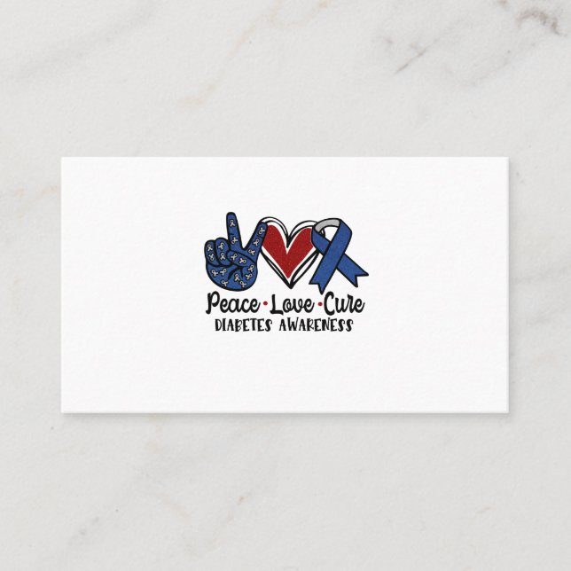 Tarjeta De Visita Peace Love Cure Diabetes Awareness (Anverso)