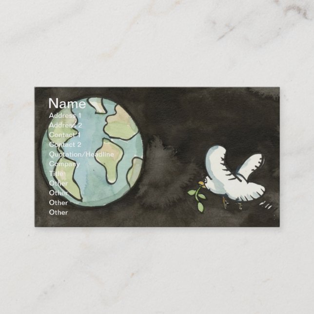Tarjeta de visita Peace on Earth (Anverso)