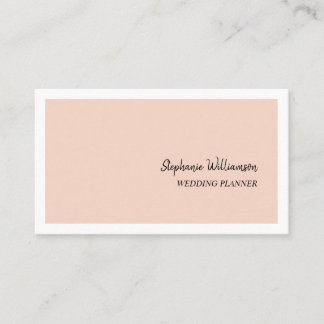 Tarjeta De Visita Peach and White Elegant Modern Wedding Planner