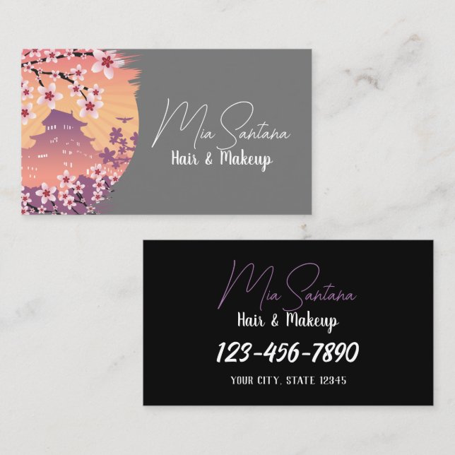 Tarjeta De Visita Peach Blossom Hair y Makeup (Anverso / Reverso)