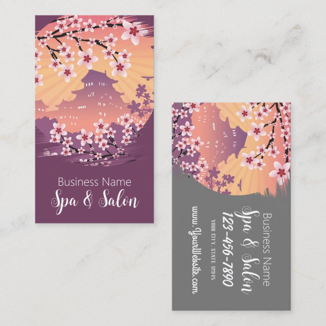 Tarjeta De Visita Peach Blossom Spa y Salon (Anverso / Reverso)