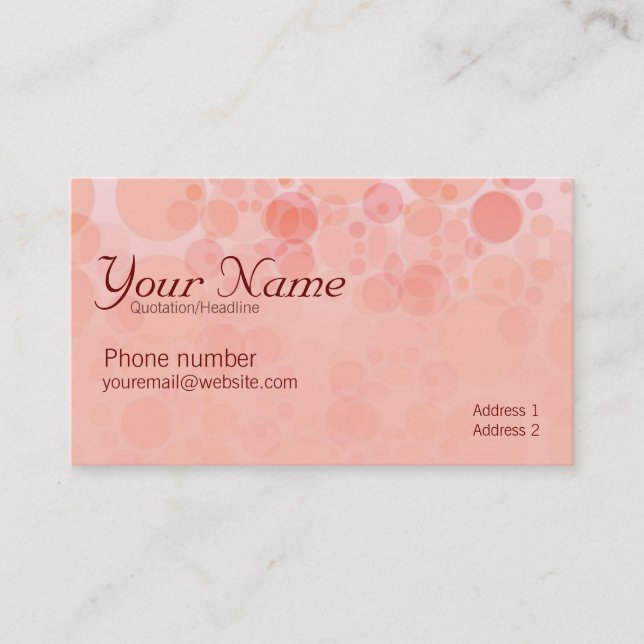 Tarjeta De Visita Peach Bubbles Business Card (Anverso)