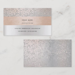 Tarjeta De Visita Peach Champaign Gray Vip Stripes Confetti Silver