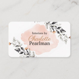 Tarjeta De Visita Peach de moda y floral moderna gris