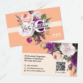 Tarjeta De Visita Peach Fuzz Vintage Rosas Floral Simple Personal