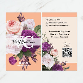Tarjeta De Visita Peach Fuzz Vintage Rosas Floral Simple Personal