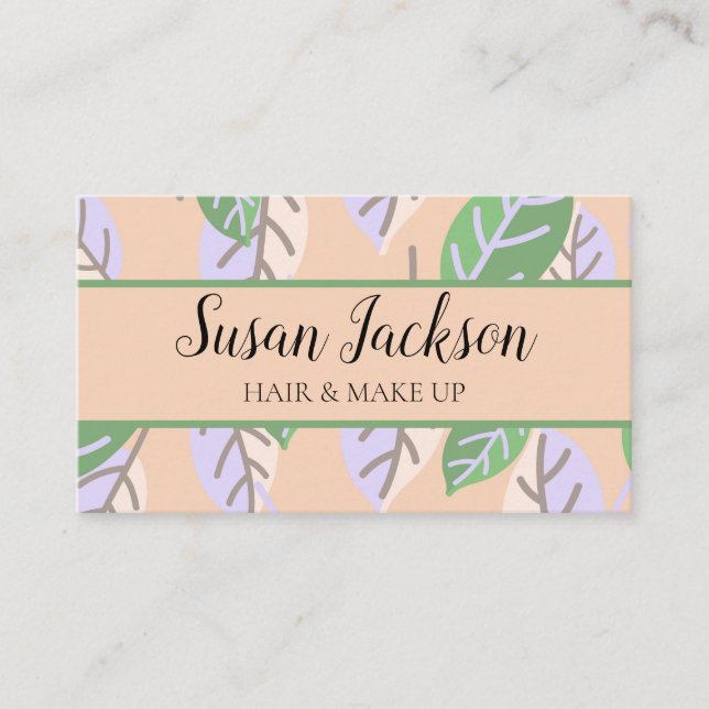 Tarjeta De Visita Peach Mint Floral Moderno Business Card (Anverso)