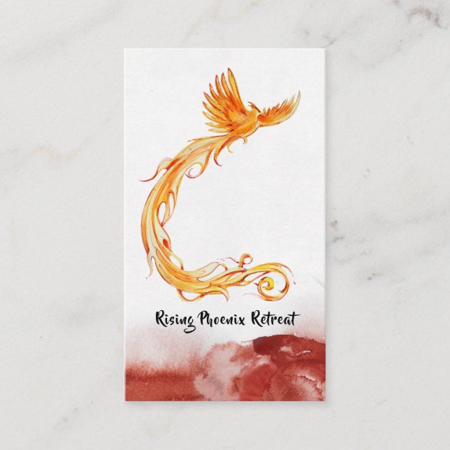 Tarjeta De Visita *~* Peach Naranja Burgundy Red Phoenix Flames (Anverso)