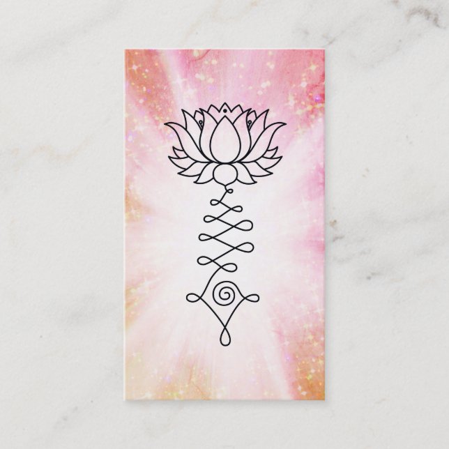 Tarjeta De Visita *~* Peach Pink Sparkles Lotus Reiki Energía Sanado (Anverso)
