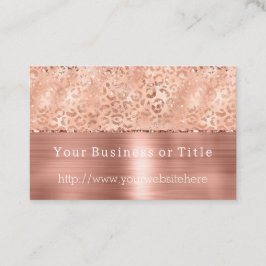 Tarjeta De Visita Peach Rosa Gold Sparkle Leopard Glitz