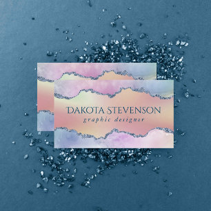 Tarjeta De Visita Peachy Agate   Bonito Suave Pastel Ombre Branding