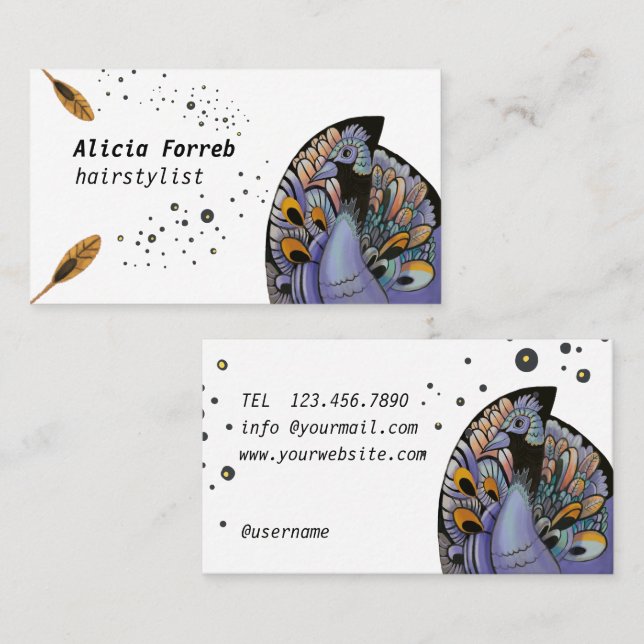 tarjeta de visita peacock (Anverso / Reverso)