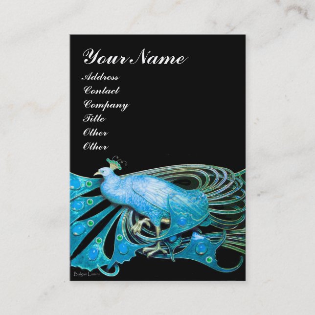 Tarjeta De Visita PEACOCK azul negro (Anverso)