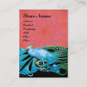 Tarjeta De Visita PEACOCK azul negro antiguo rosa