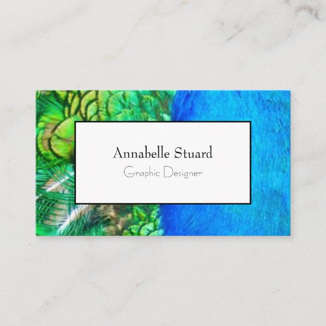 Tarjeta De Visita Peacock elegante y moderno código QR Artista (Anverso)