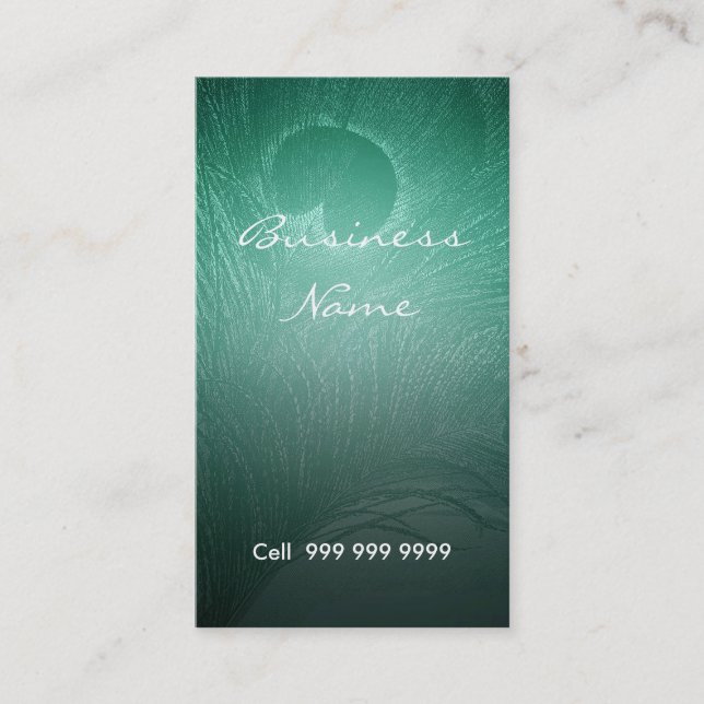 Tarjeta De Visita Peacock Feather Elegant Business Card (Anverso)