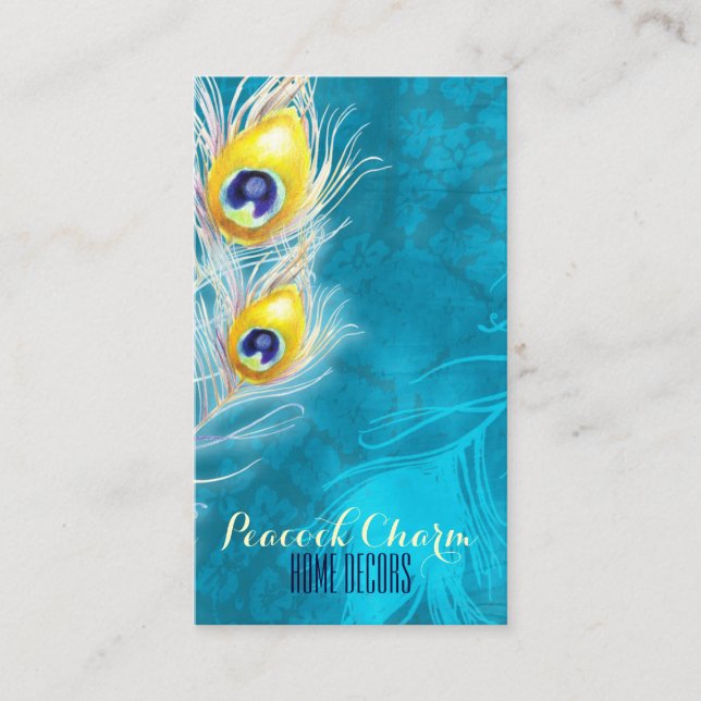 Tarjeta De Visita Peacock Feathers Profesional (Anverso)
