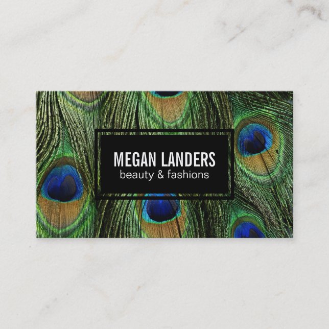 Tarjeta De Visita Peacock Feathers | Variación (Anverso)