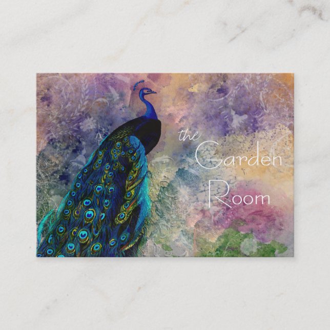 Tarjeta De Visita Peacock romántico gazebo y acuarela (Anverso)