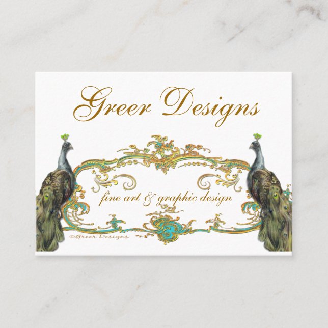 Tarjeta De Visita Peacock y Gold Business/Profile/Save the Date (Anverso)