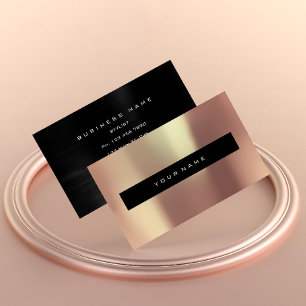 Tarjeta De Visita Pearly Copper Pink Gold Black Fashilist Stylist