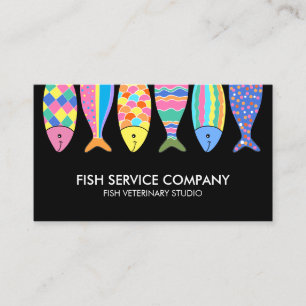 Tarjeta De Visita Peces Negros Patrón Lindo Ondas