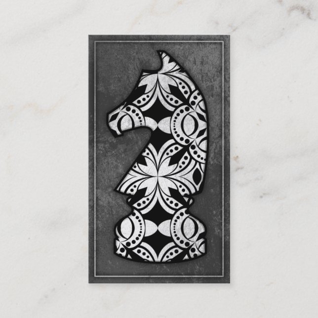 Tarjeta De Visita Pedazo de ajedrez - caballero oscuro 02 (Anverso)