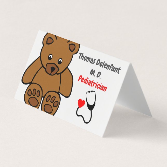 Tarjeta De Visita Pediatra - estudio y estetoscopio (Anverso)