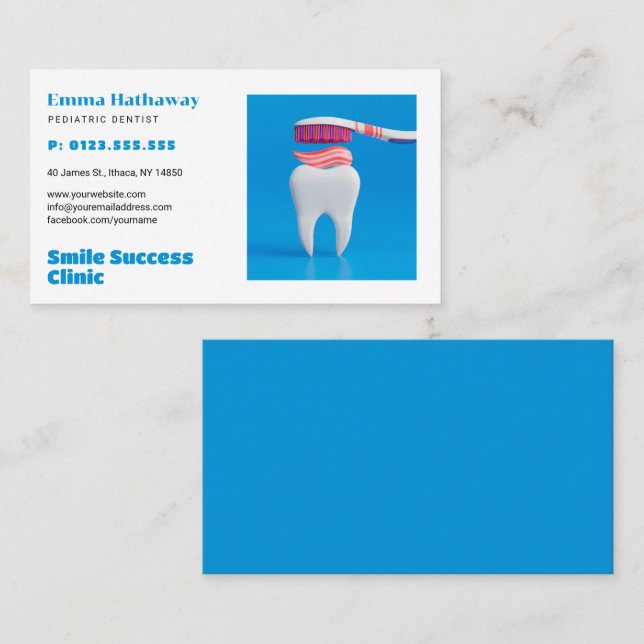 Tarjeta De Visita Pediatric Dentist | Dental Practice (Anverso / Reverso)