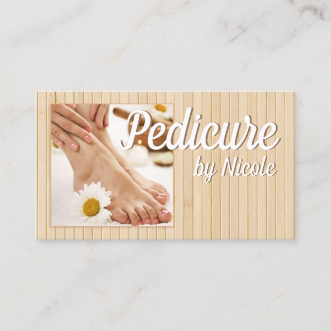 Tarjeta De Visita Pedicure Nail Peducurist Feet Spa Bamboo Stripes (Anverso)