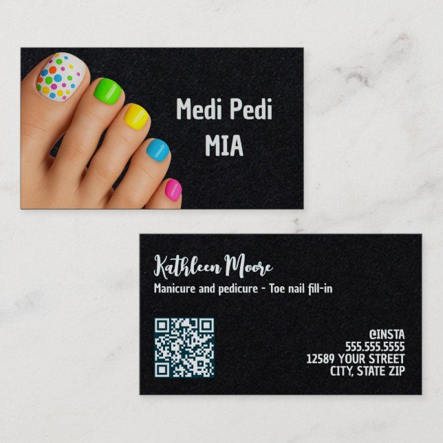 Tarjeta De Visita Pedicurist Toe Nail Technician QR (Anverso / Reverso)