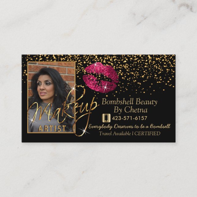 Tarjeta De Visita Pedido de personalizado - Confetti de oro y Litros (Anverso)