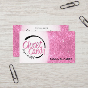 Tarjeta De Visita Pedido de personalizado - Purpurina rosa y logotip
