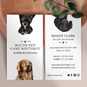 Tarjeta De Visita Peeking Watercolor Perros Cuidado Mascotas Crecer