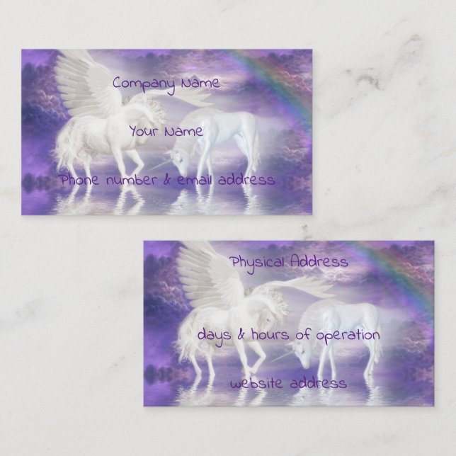 Tarjeta De Visita Pegasus y unicornio (Anverso / Reverso)