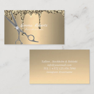 Tarjeta De Visita Peinado Plata Dorado Gradiente Brillo Moderno