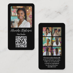 Tarjeta De Visita Peinadora de cabello con foto de Instagram Estilis
