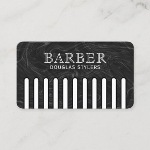 Tarjeta De Visita Peine de barra de patrón negro falso barbero
