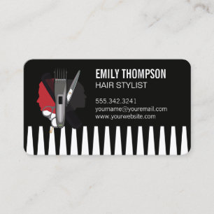 Tarjeta De Visita Peine Estilista de cabello Belleza Tijeras