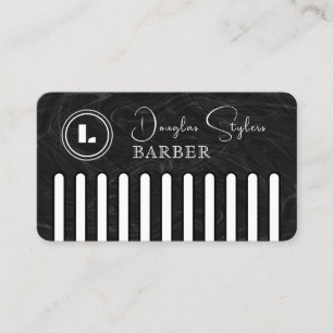 Tarjeta De Visita Peine negro falso con logotipo para barbero