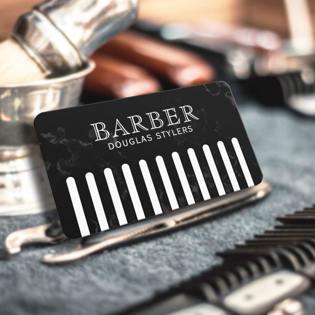 Tarjeta De Visita Peine negro falso para barbero (Subido por el creador)