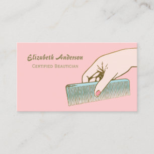 Tarjeta De Visita Peineta Retro Rosa Esteticista