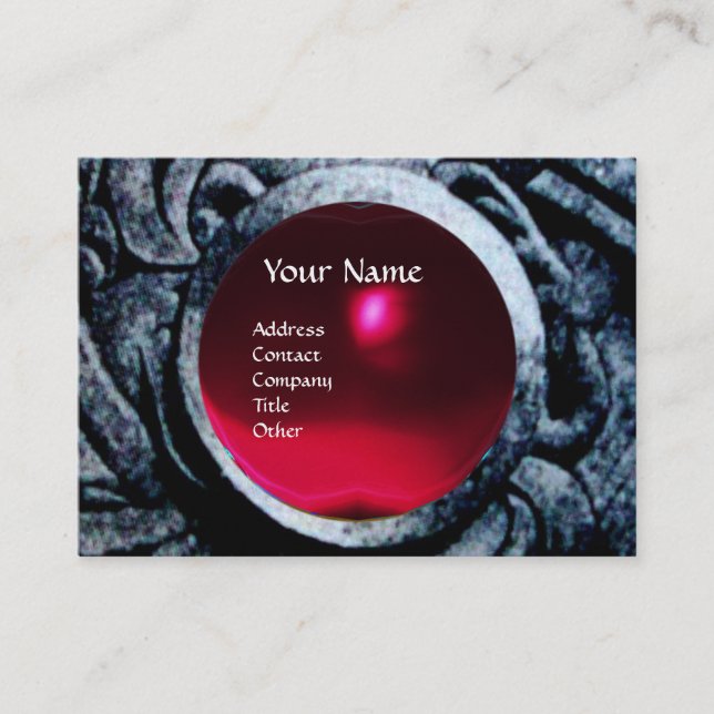 Tarjeta De Visita PELEANDO GRIFFINS MONOGRAM platino rubí rojo negro (Anverso)