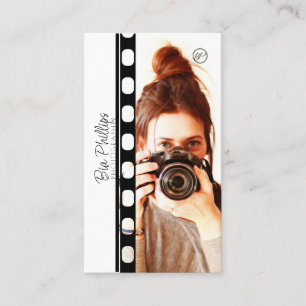 Tarjeta De Visita Película en blanco y negro, tu fotografía y logoti